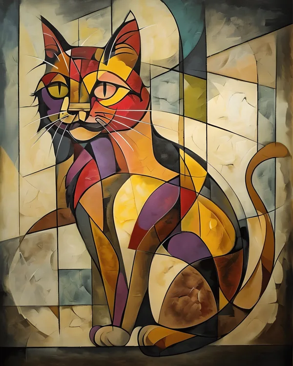 Cubist Cat Portrait